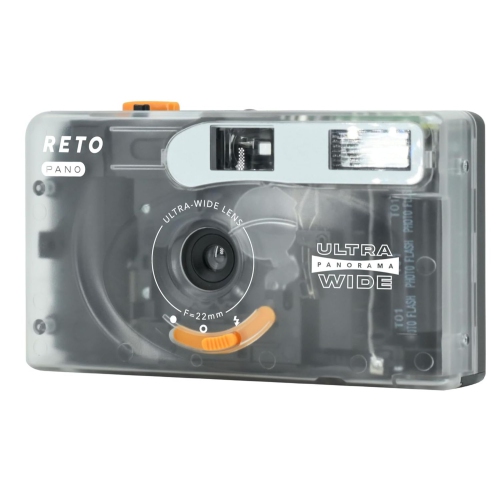 RETO PANO Reusable Film Camera 35mm Wide Lens, Panorama, Cinematic Modes, Built-in Flash Plus Fujifilm 400 Film (36 Exposure)