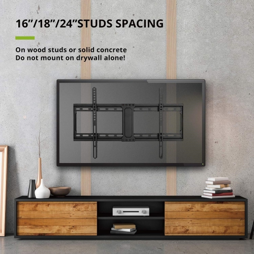 USX MOUNT Fixed TV Wall Mount for 37-82 Inch TVs up to 132 Lbs, Low Profile TV Wall Bracket Fit Wood Studs 16", 18", 24", TV Mount with Max VESA