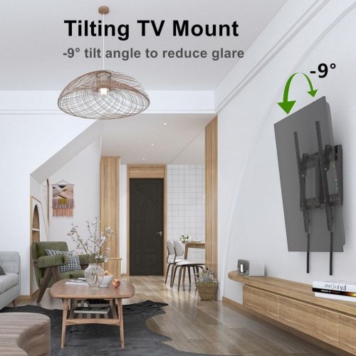 USX MOUNT Tilt TV Wall Mount for 37-82 Inch TVs up to 132 Lbs, Low Profile TV Mount, Flat Wall Mount TV Bracket, Fit 16", 18", 24" Wood Studs, Max