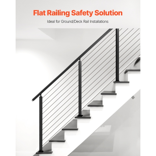 VEVOR 36x1x2 Inch Cable Railing Post, Stair Railing Post, with Pre-Drilled 30° Angled Holes, Stainless Steel Cable Rail Post with Horizontal and