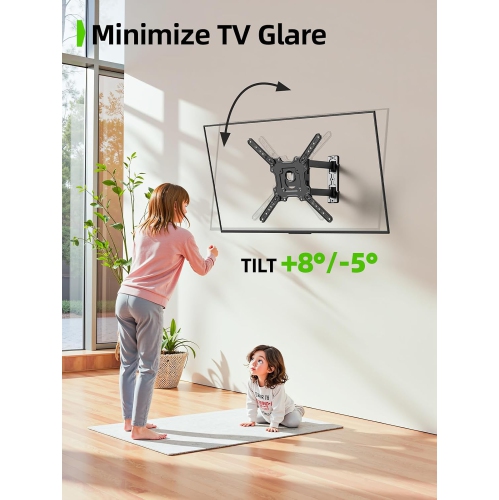 USX MOUNT Full Motion TV Wall Mount for 26-60 Inch TVs up to 77Lbs, Wall Mount TV Bracket, Single Stud Articulating TV Mount, Smooth Swivel