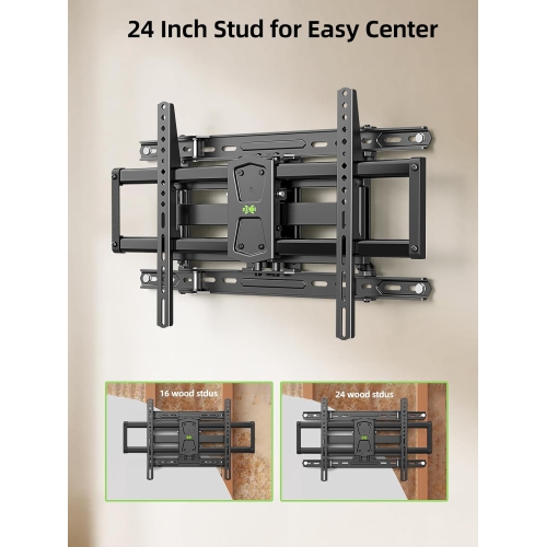 USX MOUNT Full Motion TV Wall Mount Bracket for 42-84 Inch TVs, Fits 16/18/24 Inch Wood Studs Spacing, Smooth Swivel Extension, 110 Lbs Capacity, Max