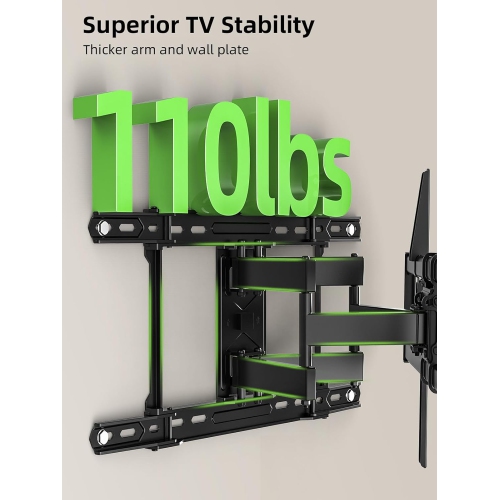 USX MOUNT Full Motion TV Wall Mount Bracket for 42-84 Inch TVs, Fits 16/18/24 Inch Wood Studs Spacing, Smooth Swivel Extension, 110 Lbs Capacity, Max