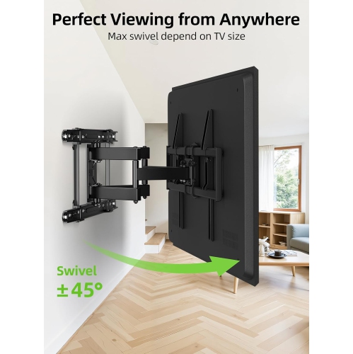 USX MOUNT Full Motion TV Wall Mount Bracket for 42-84 Inch TVs, Fits 16/18/24 Inch Wood Studs Spacing, Smooth Swivel Extension, 110 Lbs Capacity, Max
