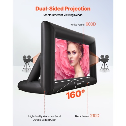 Écran de cinéma gonflable VEVOR 14&nbsp;pi, écran de projection gonflable avec sac de rangement portatif, projecteur facile à installer 16:9 films