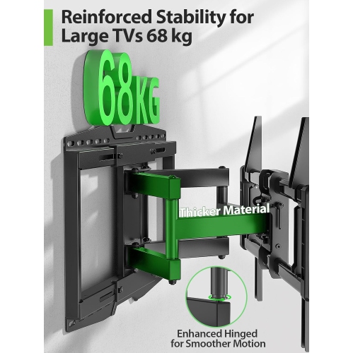 USX MOUNT Full Motion TV Wall Mount Bracket for Most 32-90 Inch TVs with Sliding Design for Centering, Holds up to 150lbs, Fits 16, 18, 24 inch Studs