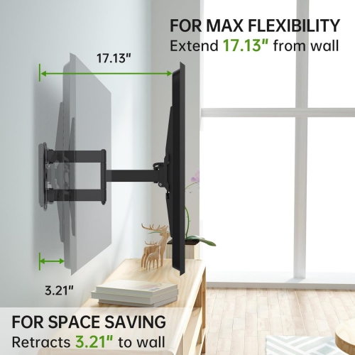 USX MOUNT Full Motion TV Wall Mount for 26-55 inch TVs up to 80lbs, LED LCD OLED Corner Wall Mount TV Bracket with Articulating Arm Swivel Extension
