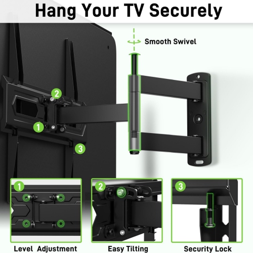 USX MOUNT Full Motion TV Wall Mount for 26-55 inch TVs up to 80lbs, LED LCD OLED Corner Wall Mount TV Bracket with Articulating Arm Swivel Extension