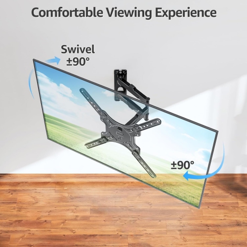 MOUNTUP TV Wall Mounts for Most 26-60 Inches TVs, Full Motion TV Bracket with Swivel and Extend 15.3 Inch, Articulating Arms, Tilt, Leveling, Single