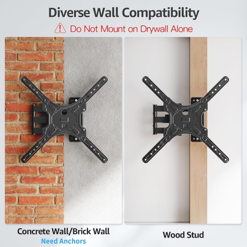 MOUNTUP TV Wall Mounts for Most 26-60 Inches TVs, Full Motion TV Bracket with Swivel and Extend 15.3 Inch, Articulating Arms, Tilt, Leveling, Single