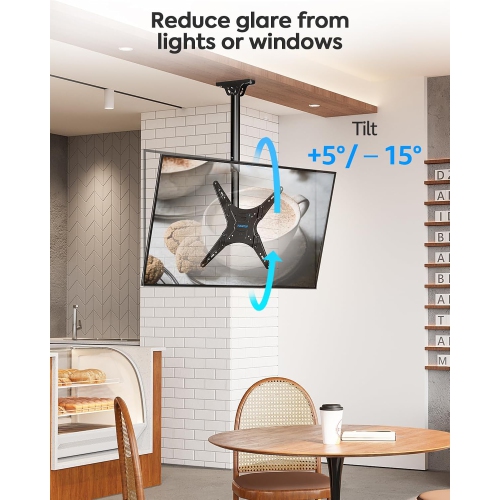 MOUNTUP Ceiling TV Mount for Most 24''-65'' TVs, Full Motion Height Adjustable TV Mount Bracket, Holds up to 99lbs, Max VESA 400x400mm