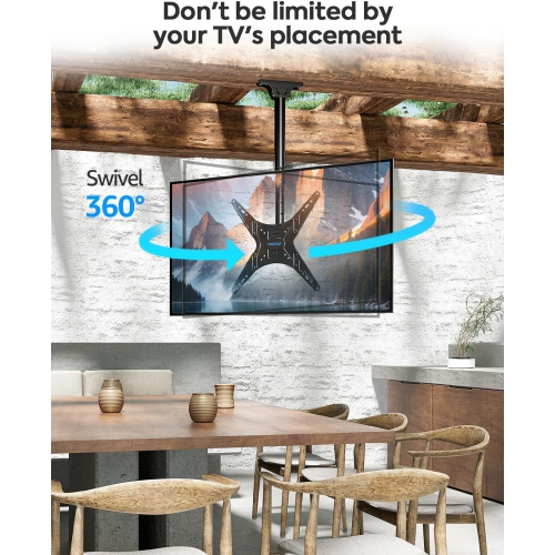 MOUNTUP Ceiling TV Mount for Most 24''-65'' TVs, Full Motion Height Adjustable TV Mount Bracket, Holds up to 99lbs, Max VESA 400x400mm