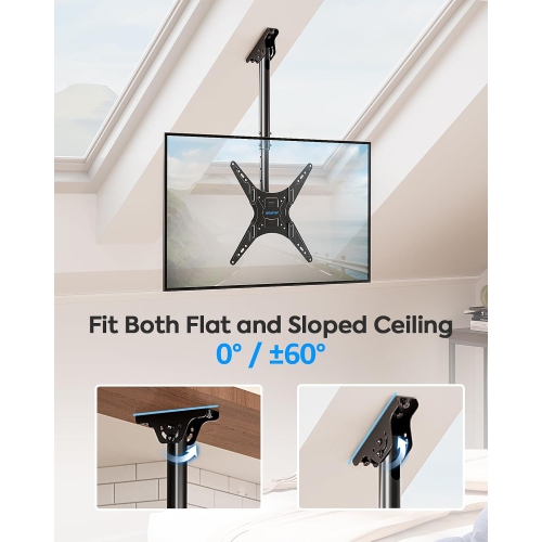 MOUNTUP Ceiling TV Mount for Most 24''-65'' TVs, Full Motion Height Adjustable TV Mount Bracket, Holds up to 99lbs, Max VESA 400x400mm