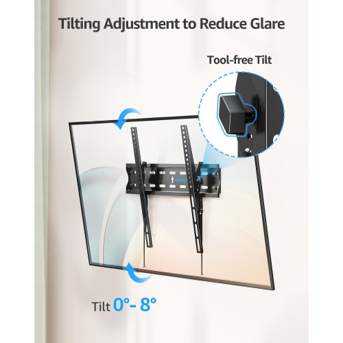 MOUNTUP TV Wall Mount, Tilting TV Bracket for Most 26-60 Inch LED LCD OLED Flat/Curved TVs, Low Profile TV Mount Save Spacing - Fits 12" to 16" Stud,