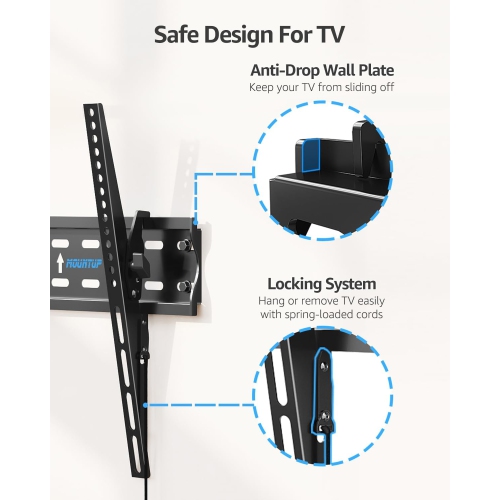 MOUNTUP TV Wall Mount, Tilting TV Bracket for Most 26-60 Inch LED LCD OLED Flat/Curved TVs, Low Profile TV Mount Save Spacing - Fits 12" to 16" Stud,