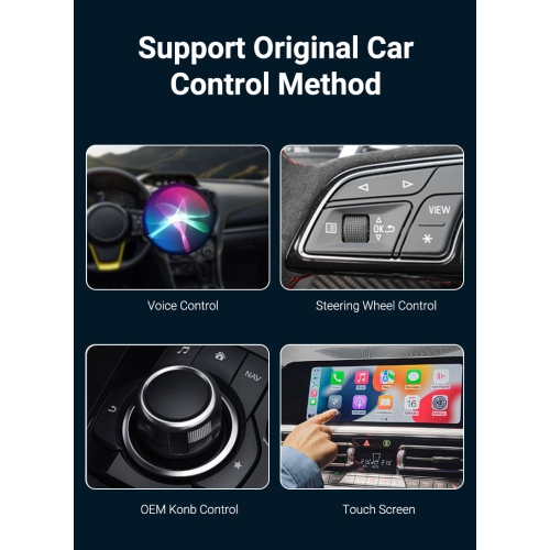 2-in-1 Wireless CarPlay-Android Auto Converter Bluetooth/WiFi Automatic Connection Supports Original Car Control Plug and Play CarPlay Box Car Adapter