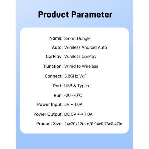 2-in-1 Wireless CarPlay-Android Auto Converter Bluetooth/WiFi Automatic Connection Supports Original Car Control Plug and Play CarPlay Box Car Adapter