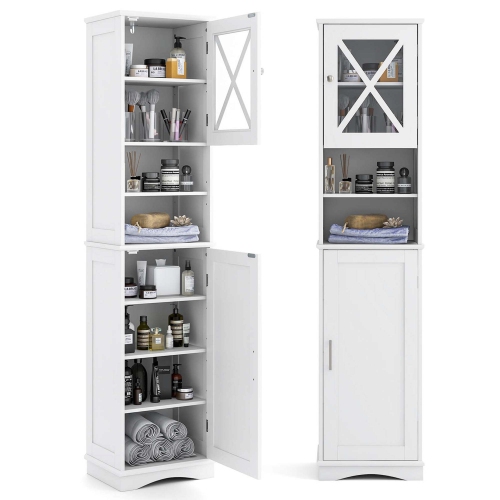 Costway 67" Tall Bathroom Cabinet Freestanding Storage Cabinet with 5 Adjustable Shelves Black/Gray/White