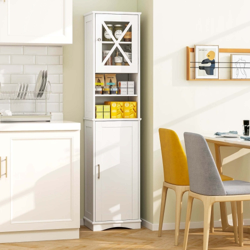 Costway 67" Tall Bathroom Cabinet Freestanding Storage Cabinet with 5 Adjustable Shelves Black/Gray/White