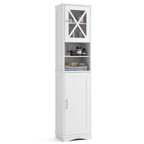 Costway 67" Tall Bathroom Cabinet Freestanding Storage Cabinet with 5 Adjustable Shelves Black/Gray/White