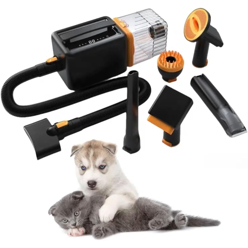 Multi-Purpose Dog Grooming Kit, Pet Hair Vacuum, Low Noise Pet Hair Vacuum, with 1.4L Dust Box and Removable Attachments, for Dogs
