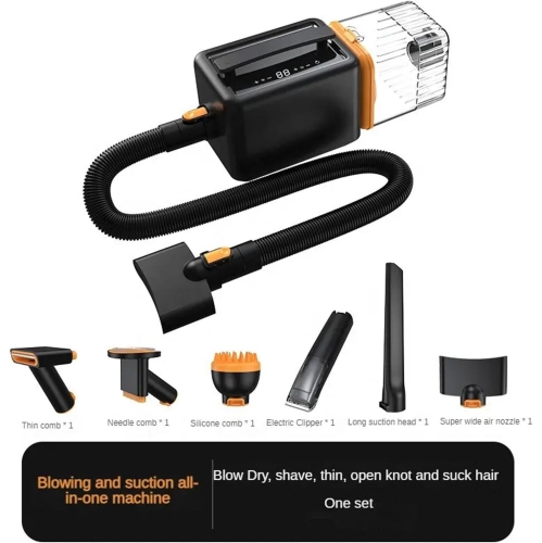 Multi-Purpose Dog Grooming Kit, Pet Hair Vacuum, Low Noise Pet Hair Vacuum, with 1.4L Dust Box and Removable Attachments, for Dogs