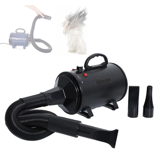 2000W Pet Hair Dryer, Adjustable 2 Temperature Settings for Dogs and Hair Dryers with 3 Different Nozzles, Stepless Adjustable Speed ​​for Dogs and