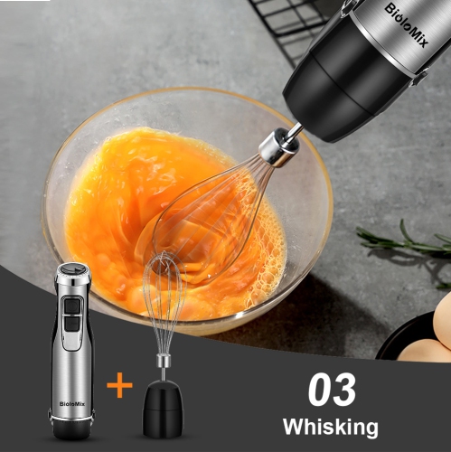 Multifunctional Hand Blender with Heavy Duty Copper Motor, Stainless Steel Housing, Whisk Attachment, Chopper, and Smoothie Cup - HB3302 5-in-1