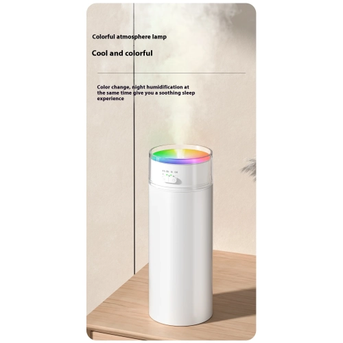 Colorful Cup Humidifier with Large Fog, Timed Running Horse Atmosphere Light, Car Humidifier for Home Use - H11 Plug-in White