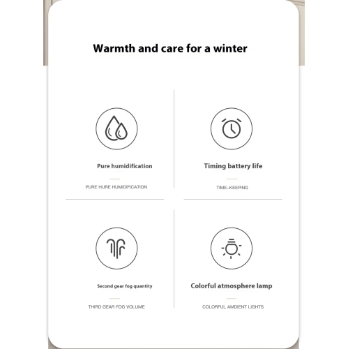 Colorful Cup Humidifier with Large Fog, Timed Running Horse Atmosphere Light, Car Humidifier for Home Use - H11 Plug-in Beige