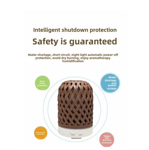 Silent Night Light Automatic Power Off Household Aromatherapy Humidifier Wood Grain Weaving Creative Style Water-Replenishing Aroma Diffuser - White