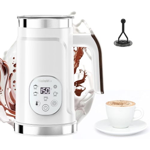 Moussoir à lait électrique Chaufferette automatique 4 en 1 pour moussoir à lait Chocolat chaud et froid Machine à mousser le lait Chocolat chaud