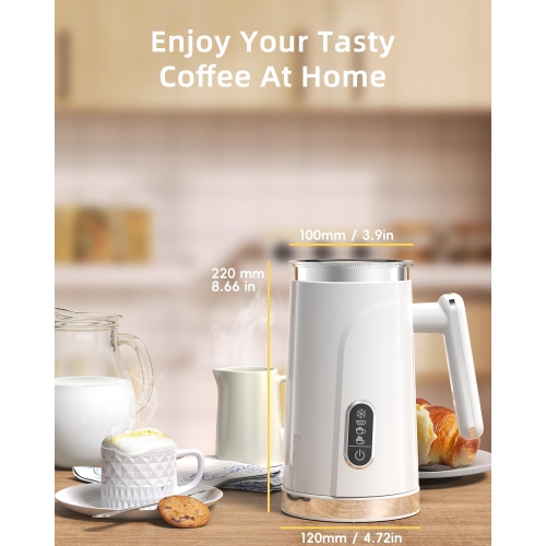 Electric Milk Frother, Automatic Hot and Cold Milk Frother Heater, Suitable for Milk, Latte, Hot Chocolate, Cappuccino, 100-120V, US Plug