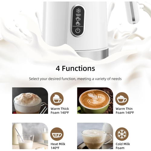Electric Milk Frother, Automatic Hot and Cold Milk Frother Heater, Suitable for Milk, Latte, Hot Chocolate, Cappuccino, 100-120V, US Plug