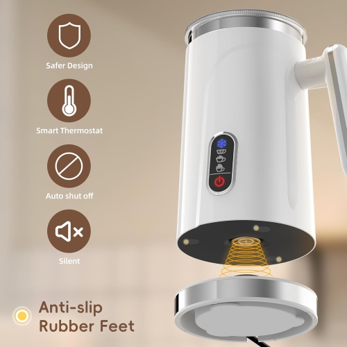Electric Milk Frother, Automatic Hot and Cold Milk Frother Heater, Suitable for Milk, Latte, Hot Chocolate, Cappuccino, 100-120V, US Plug