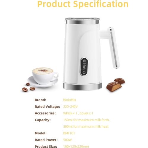 Electric Milk Frother, Automatic Hot and Cold Milk Frother Heater, Suitable for Milk, Latte, Hot Chocolate, Cappuccino, 100-120V, US Plug