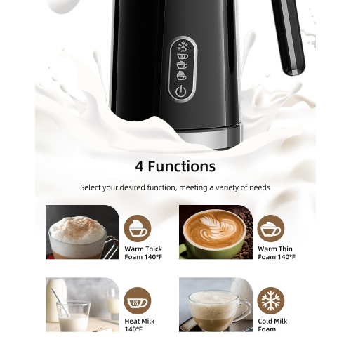 Electric Milk Frother, Automatic Hot and Cold Milk Frother Heater, Suitable for Milk, Latte, Hot Chocolate, Cappuccino, 100-120V, US Plug