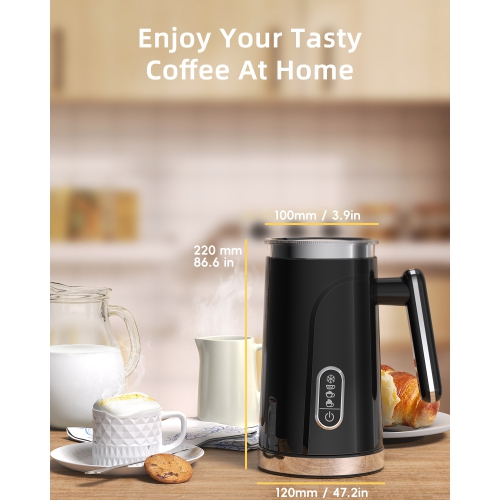 Electric Milk Frother, Automatic Hot and Cold Milk Frother Heater, Suitable for Milk, Latte, Hot Chocolate, Cappuccino, 100-120V, US Plug