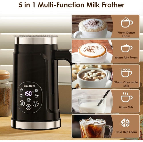 Electric Milk Frother 4 in 1 Automatic Hot and Cold Milk Frother Heater for Milk Latte Froth Machine Hot Chocolate Cappuccino US Standard