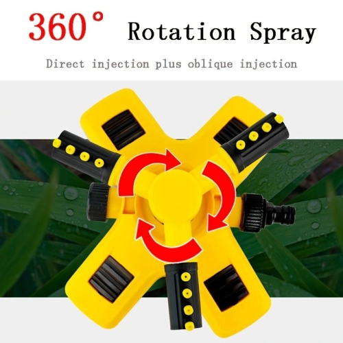 360-degree automatic rotating sprinkler, garden watering set, - 1 sprinkler + 2 4-point quick connectors + 1 46-point standard connector + 1 8-claw +