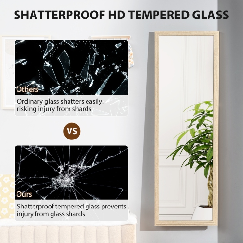 HOMCOM 64" x 21" Full Length Mirror, Standing, Wall-Mounted or Leaning Against Wall, Rectangular Full Body Mirror with Frame for Bedroom, Living