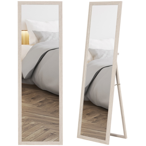 HOMCOM 64" x 21" Full Length Mirror, Standing, Wall-Mounted or Leaning Against Wall, Rectangular Full Body Mirror with Frame for Bedroom, Living
