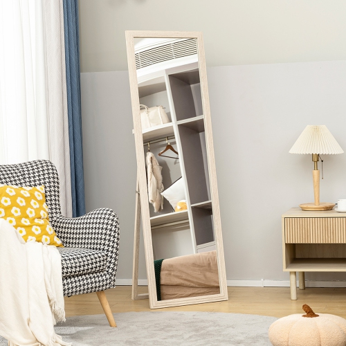 HOMCOM 64" x 21" Full Length Mirror, Standing, Wall-Mounted or Leaning Against Wall, Rectangular Full Body Mirror with Frame for Bedroom, Living