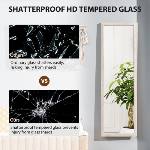 HOMCOM 64" x 21" Full Length Mirror, Standing, Wall-Mounted or Leaning Against Wall, Rectangular Full Body Mirror with Frame for Bedroom, Living