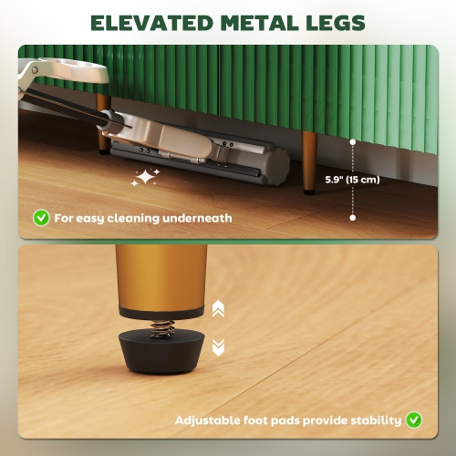 HOMCOM Sideboard Buffet Cabinet, Modern Kitchen Storage Cabinet with 3 Drawers and Adjustable Shelves, Fluted Coffee Bar Cabinet with Metal Legs for