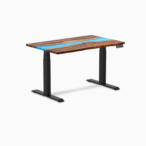 DESKY  River Sit-Stand Desk - 48" Desktop, Matte Black Frame, Dual Motor Lift, Up to 49.2 Inch, 308 Lb Capocity In Blue