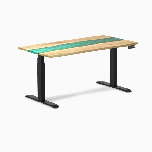 Desky Emerald River Sit-Stand Desk - 60" Desktop, Matte Black Frame, Dual Motor Lift, Up to 49.2 Inch, 308 Lb Capocity