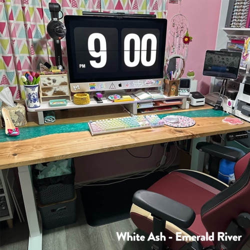 Desky Emerald River Sit-Stand Desk - 72" Desktop, White Frame, Dual Motor Lift, Up to 49.2 Inch, 308 Lb Capocity