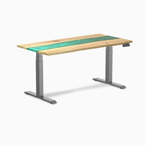 DESKY  Emerald River Sit-Stand Desk - 60" Desktop, Space Frame, Dual Motor Lift, Up to 49.2 Inch, 308 Lb Capocity In Grey