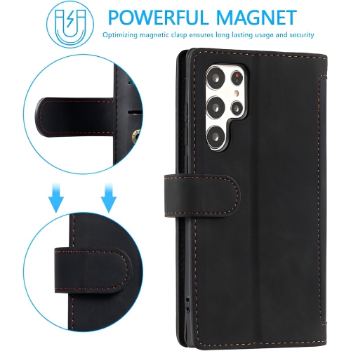[ OFFRE LIMITTED TIME ] - Étui portefeuille pour Samsung S22 Ultra 5G, étui folio multifonction à rabat 9 fentes pour cartes Étui pour téléphone avec